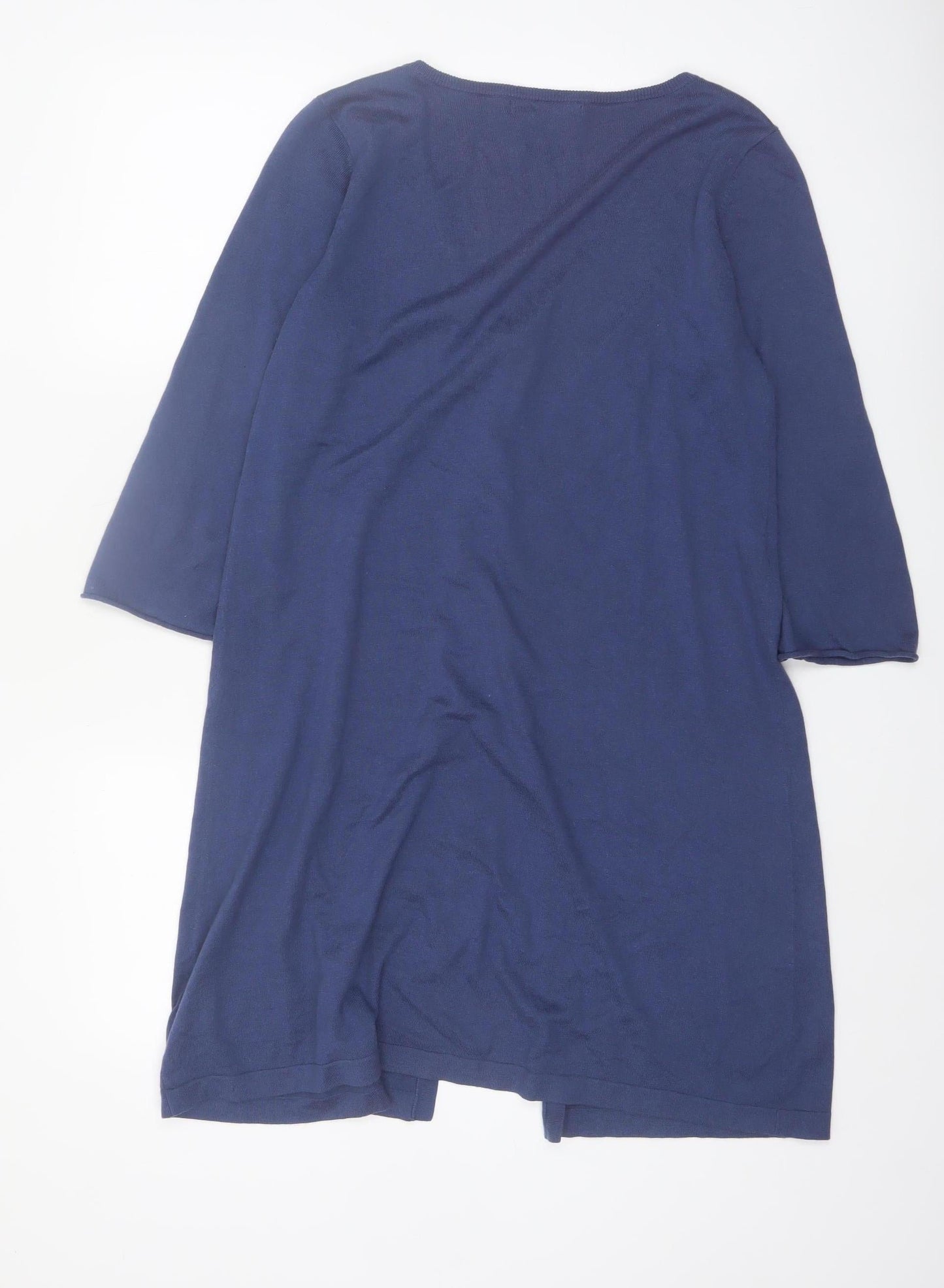 Woolovers Women Blue 3/4 Sleeve V-Neck Cotton Silk Cardigan M