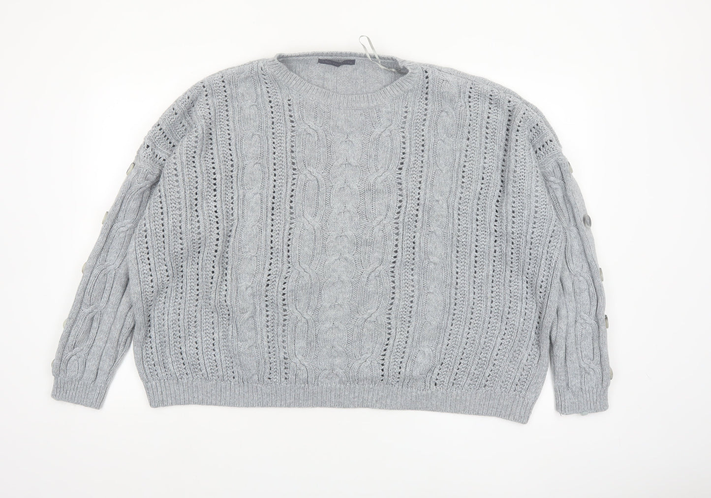 Marks and Spencer Women Grey Cable-Knit Pullover Jumper Size 24
