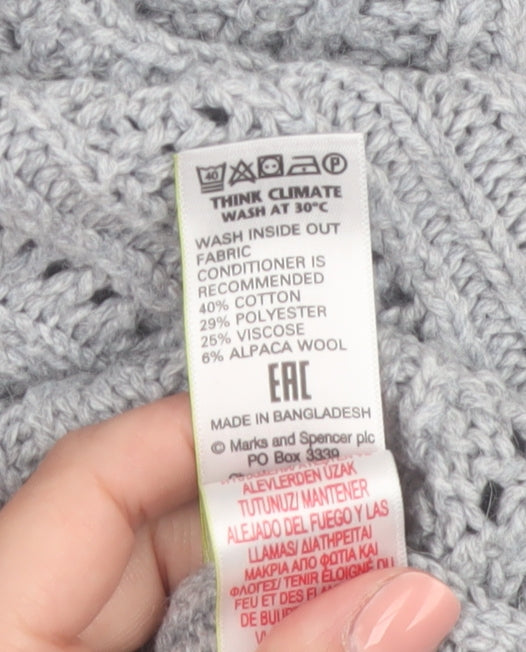Marks and Spencer Women Grey Cable-Knit Pullover Jumper Size 24