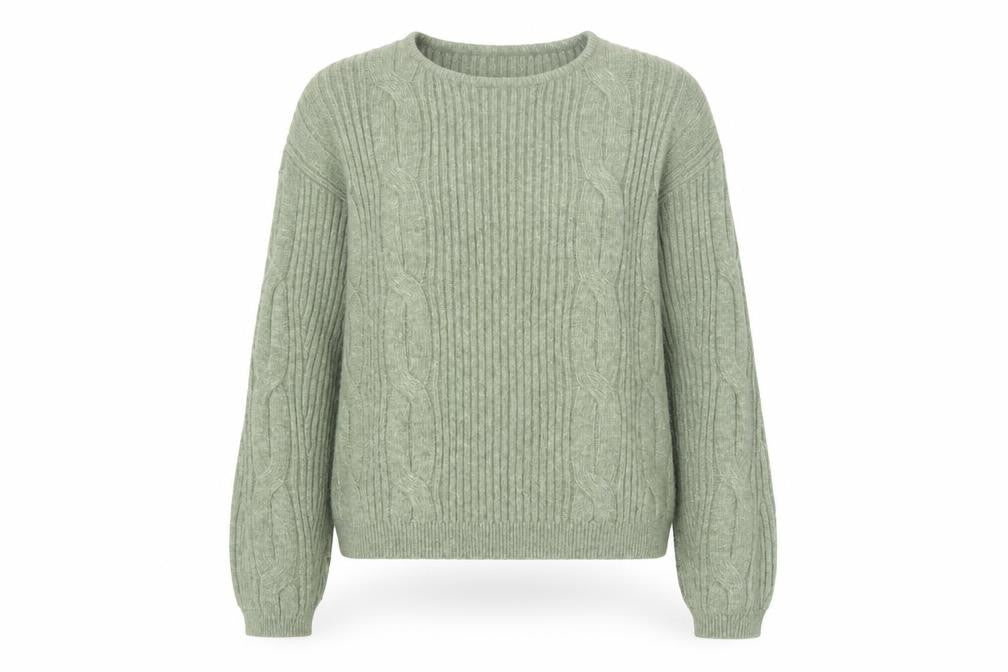 Marks & Spencer Women’s Green Cable-Knit Crew Neck Jumper Size S