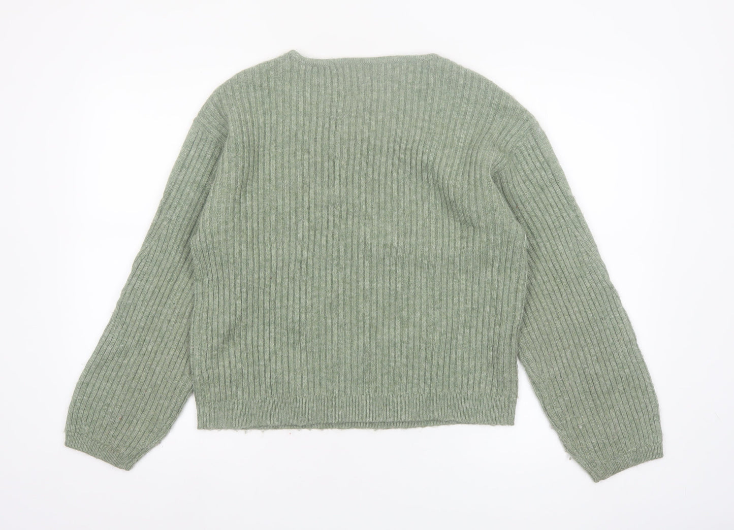 Marks and Spencer Women’s Green Cable-Knit Crew Neck Jumper Size S