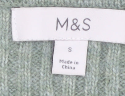 Marks and Spencer Women’s Green Cable-Knit Crew Neck Jumper Size S