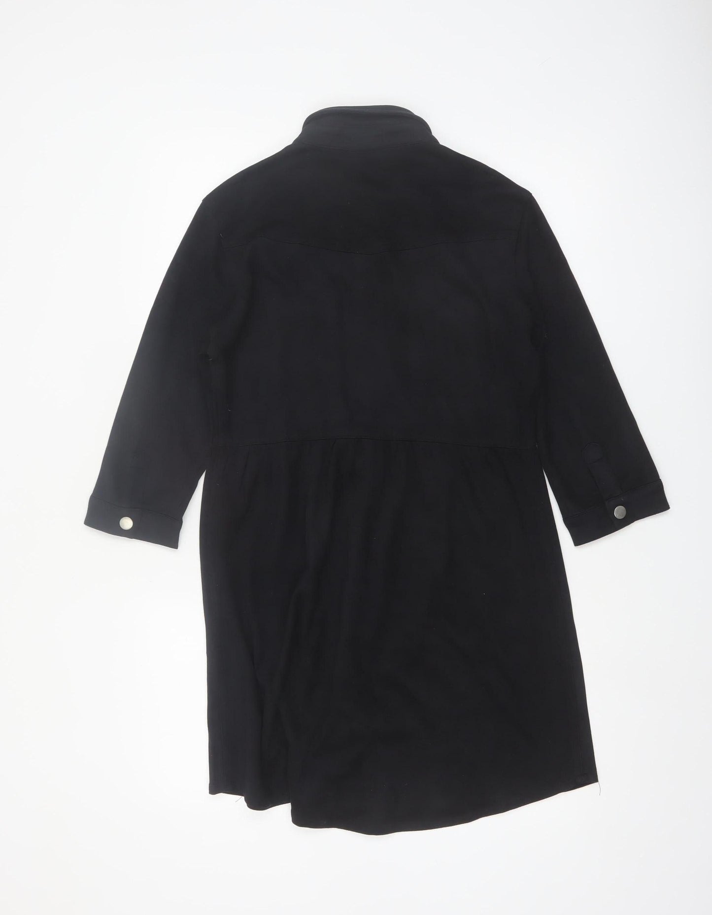 Goldie Women Black Shirt Dress S Polyester Button Stretch