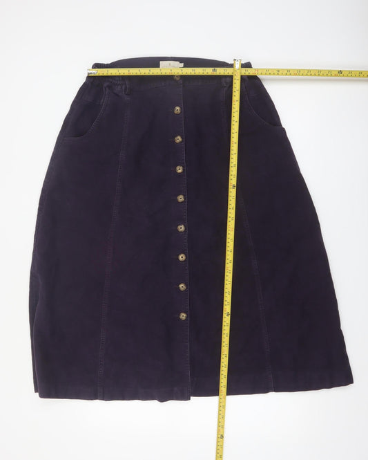 House of Bruar Women's Purple Cotton A-Line Midi Skirt Size 18