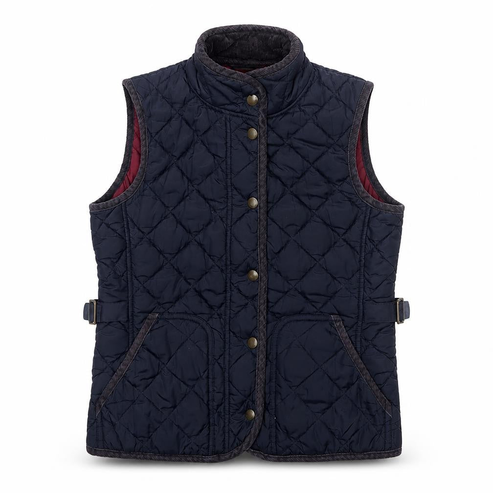 Front view of GANT Women's Blue Quilted Waistcoat, size S, Sleeveless Casual Outdoor