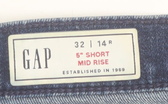 GAP Women Blue Denim Cut-Off Shorts Size 14 Mid Rise 5 Inch