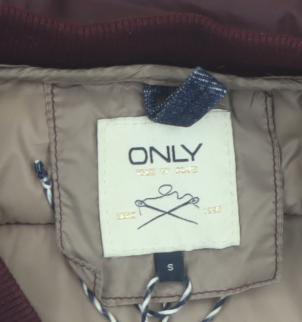 ONLY Women’s Brown Quilted Puffer Jacket Size S Lightweight Nylon