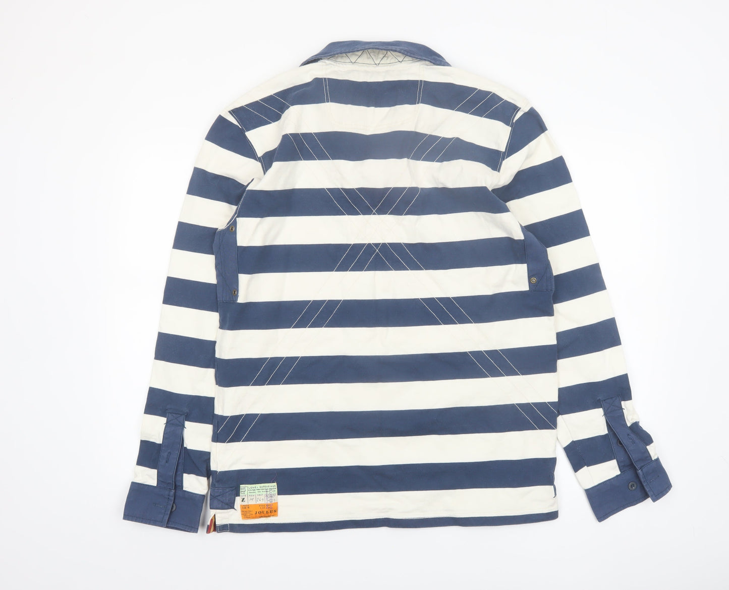 Joules Men's Blue Striped Long Sleeve Rugby Polo Shirt Size M
