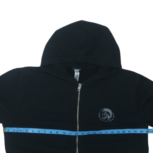 Diesel Men's Black 2XL Full Zip Hoodie with Logo Print