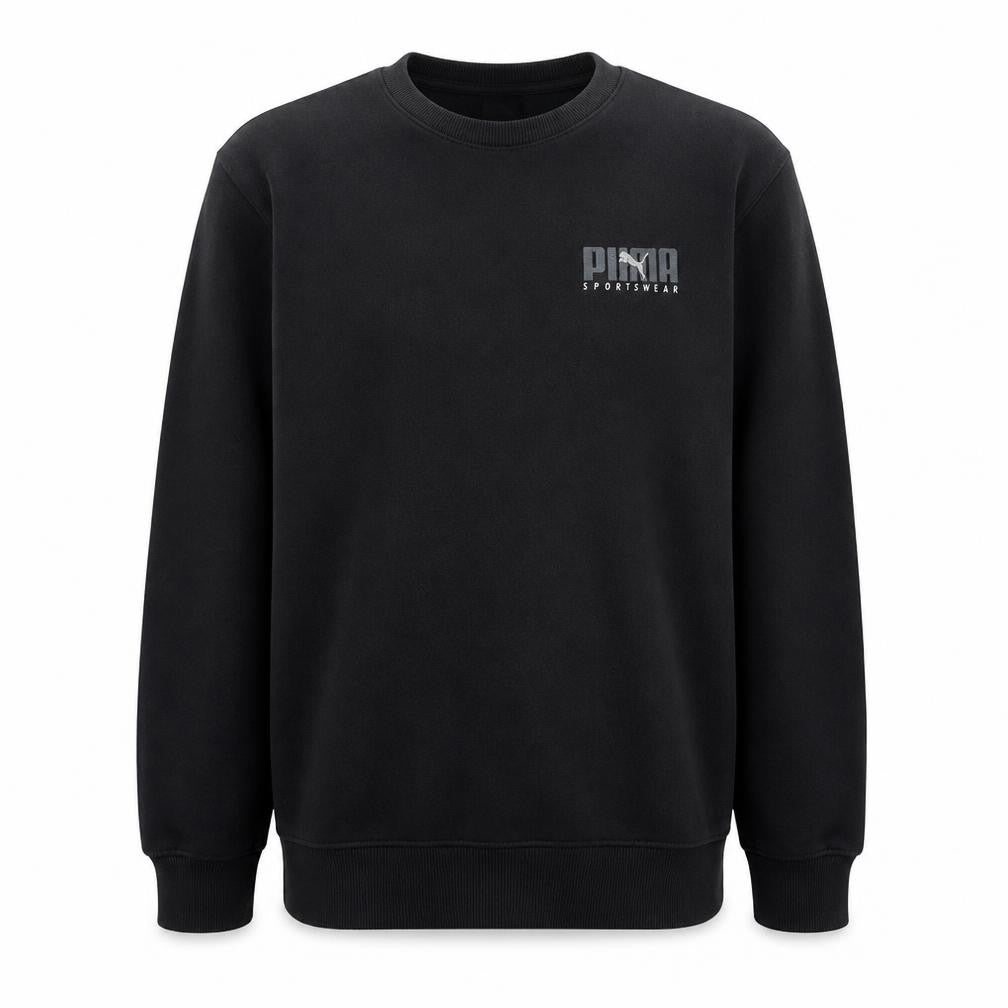 Puma Mens Black Crew Neck Pullover Sweatshirt Size L Sports Fleece