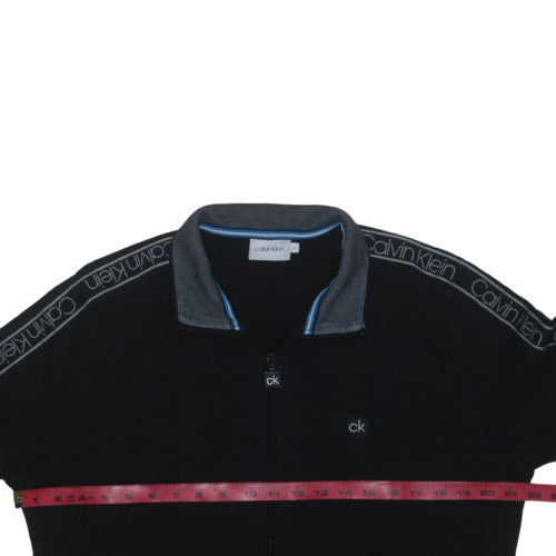 Calvin Klein Men's Black Full Zip Sweatshirt M Logo Trim Fleece