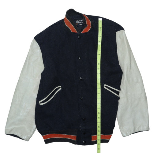 Butwin Men's Navy & White Varsity Jacket Wool Leather Size M