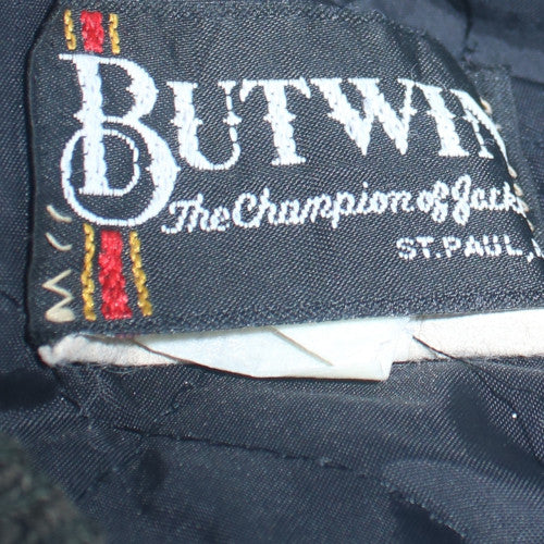 Butwin Men's Navy & White Varsity Jacket Wool Leather Size M