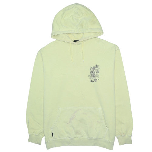 Stussy Men Yellow Regular Fit Pullover Hoodie Graphic Print M