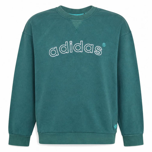 Adidas Men’s Green Logo Crew Neck Pullover Sweatshirt Size L