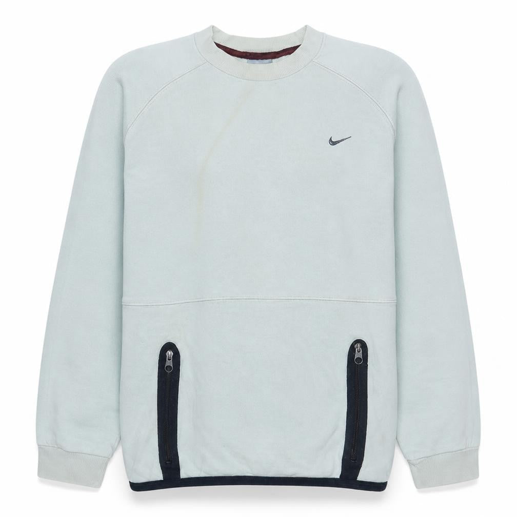 Nike Teens White Pullover Sweatshirt L Logo Zip Pocket Fleece
