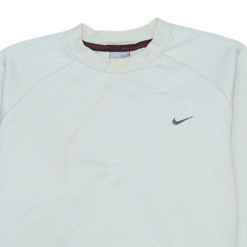 Nike Teens White Pullover Sweatshirt L Logo Zip Pocket Fleece