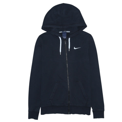 Nike Men Blue Full Zip Hoodie L Fleece Sports Logo