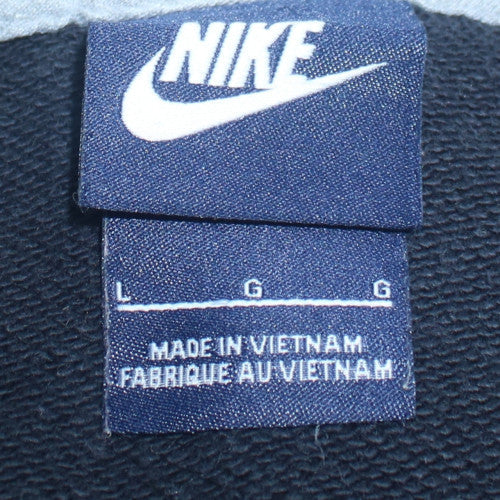 Nike Men Blue Full Zip Hoodie L Fleece Sports Logo