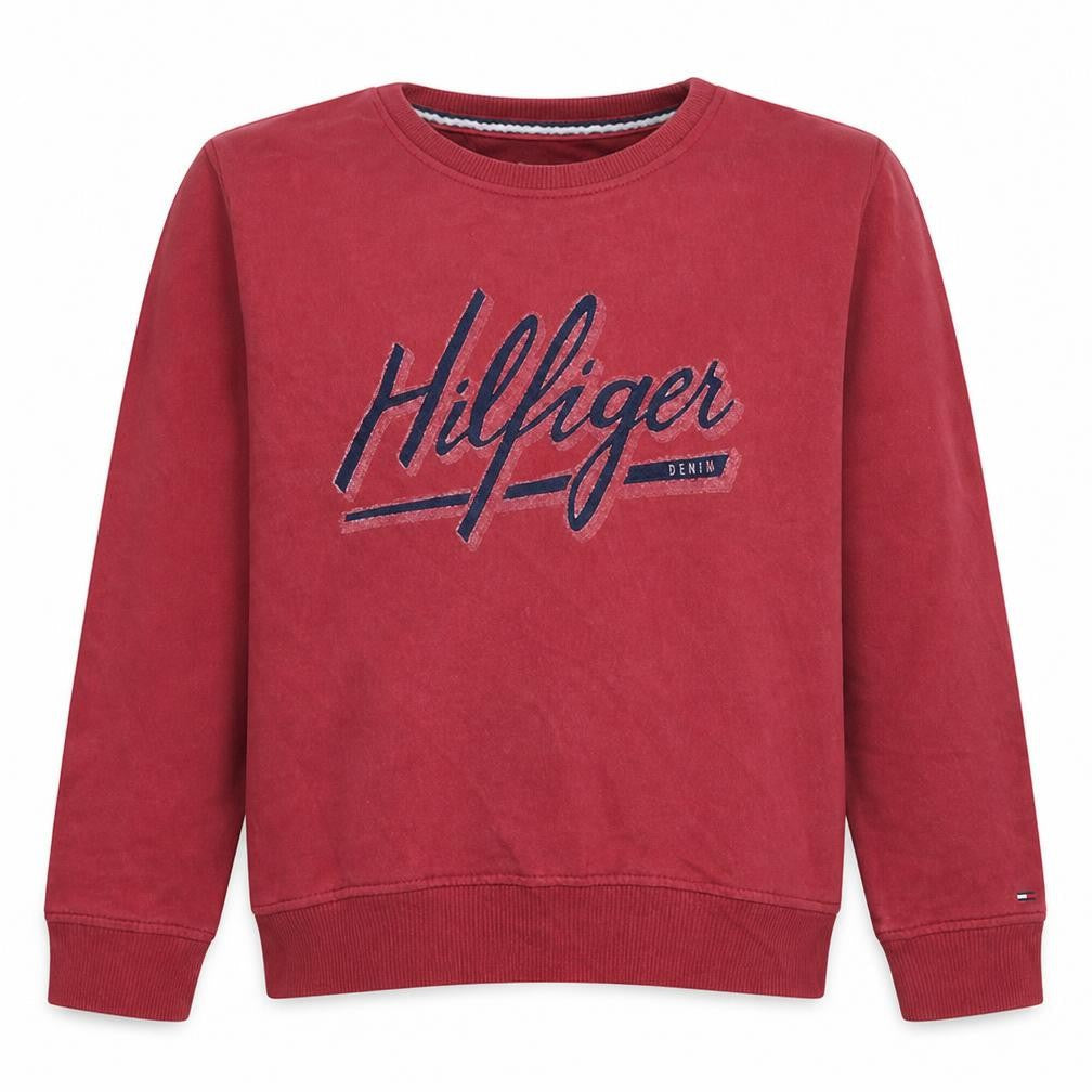 Tommy Hilfiger Boys Red Pullover Crew Neck Sweatshirt M