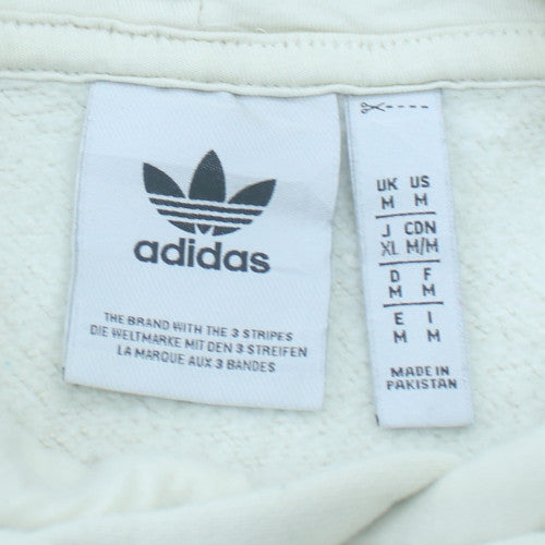 Adidas Men Beige Pullover Hoodie M Fleece Logo Sports Casual