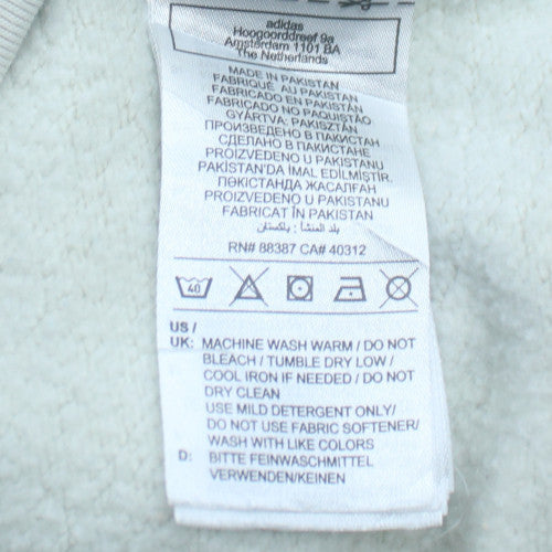 Adidas Men Beige Pullover Hoodie M Fleece Logo Sports Casual