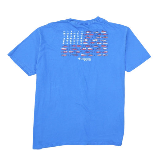 Columbia PFG Men's Blue XL Cotton Crew Neck Graphic T-Shirt