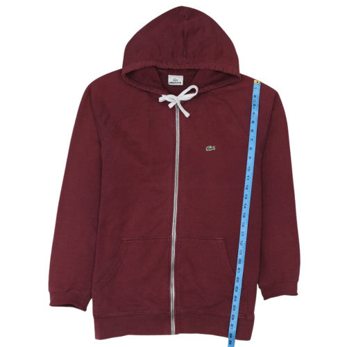 Lacoste Men's Red Full Zip Hoodie Size M Cotton Casual Sweatshirt