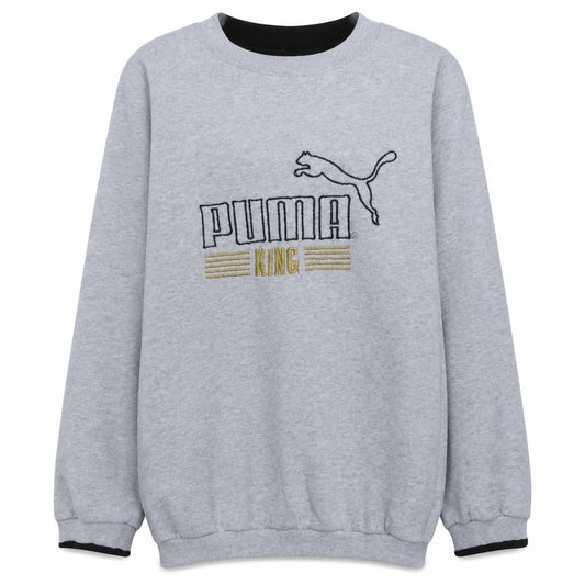 Puma Men Grey XL Pullover Sports Sweatshirt Retro Embroidered Logo