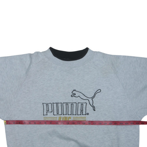 Puma Men Grey XL Pullover Sports Sweatshirt Retro Embroidered Logo