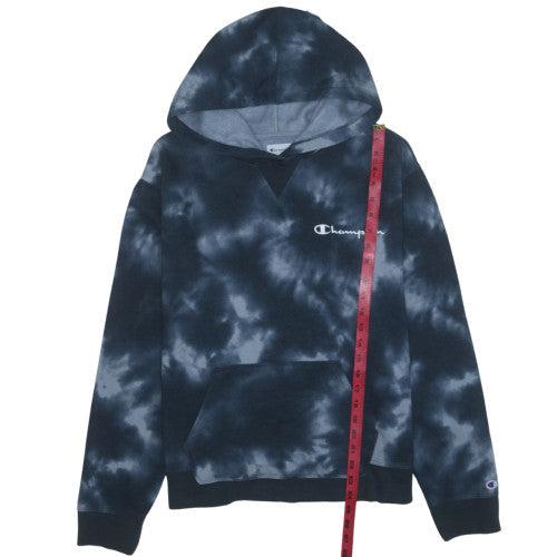 Champion Men's Blue Tie Dye Pullover Hoodie XL Logo Fleece