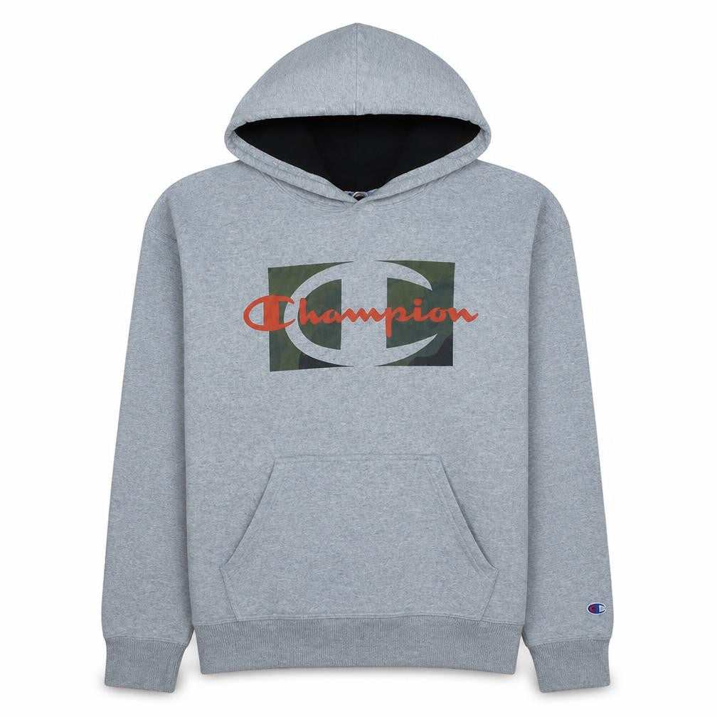 Champion Men's Grey Pullover Hoodie L Logo Athletic Sweatshirt