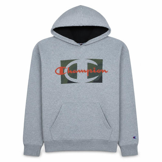 Champion Men's Grey Pullover Hoodie L Logo Athletic Sweatshirt