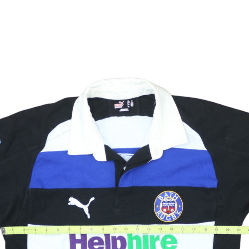 Puma Mens Blue Bath Rugby Long Sleeve Polo Shirt Size M