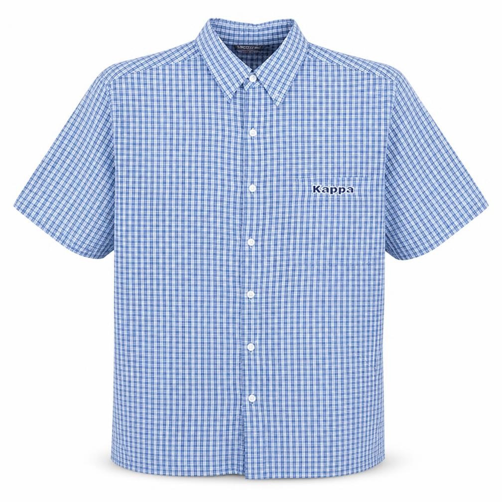 Kappa Men's Blue Check Short Sleeve Button-Up Cotton Shirt Size S