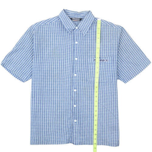 Kappa Men's Blue Check Short Sleeve Button-Up Cotton Shirt Size S