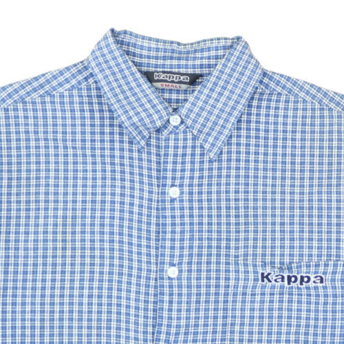 Kappa Men's Blue Check Short Sleeve Button-Up Cotton Shirt Size S