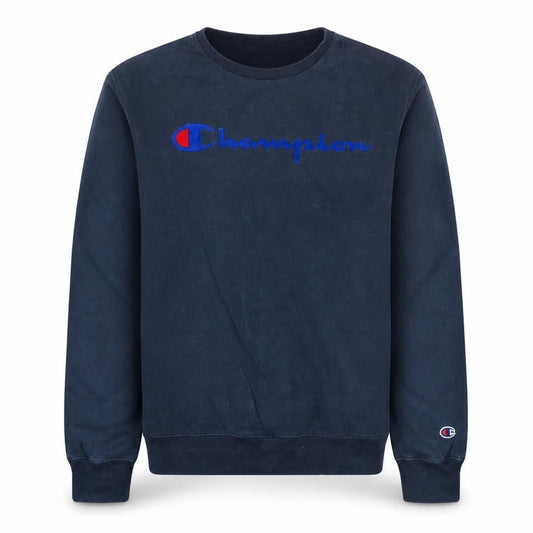 Champion Mens Blue Logo Pullover Sweatshirt Medium