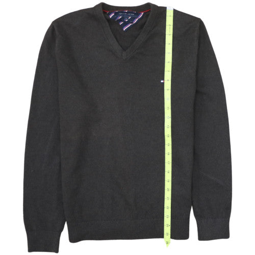 Tommy Hilfiger Men's Black Cotton Cashmere V-Neck Jumper L