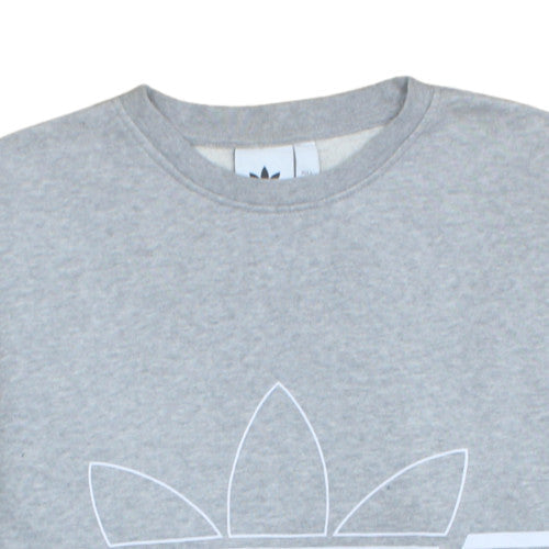 Adidas Men's Grey Crew Neck Logo Fleece Sweatshirt Size M