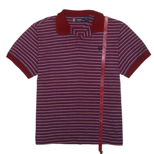 Chaps Men's Red Striped Short Sleeve Cotton Polo Shirt XL