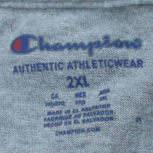 Champion Men's Grey 2XL Crew Neck Athletic Logo T-Shirt