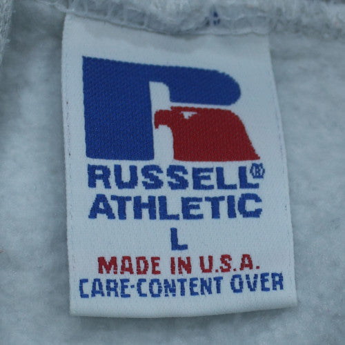 Russell Athletic Mens Grey Pullover Hoodie Size L Vintage Fleece