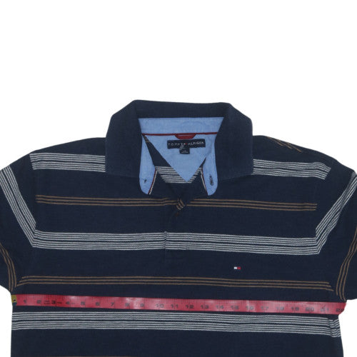 Tommy Hilfiger Men's Blue Striped Cotton Polo Shirt Size L