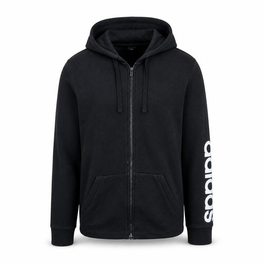 Adidas Men's Black Full Zip Hoodie M Cotton Blend Casual Sportswear