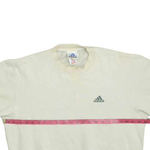 Adidas Mens Ivory Crew Neck Fleece Sweatshirt Size M Vintage Sportswear