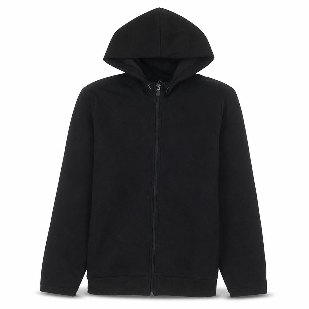 Front view of adidas Men's Black Full Zip Hoodie, size L, Sportswear