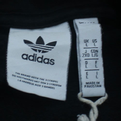 Adidas Mens Black Pullover Hoodie Size L Graphic Print Sportswear