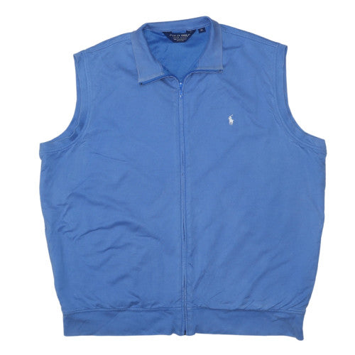 Ralph Lauren Polo Golf Men's Blue XL Sleeveless Full Zip Cotton Top