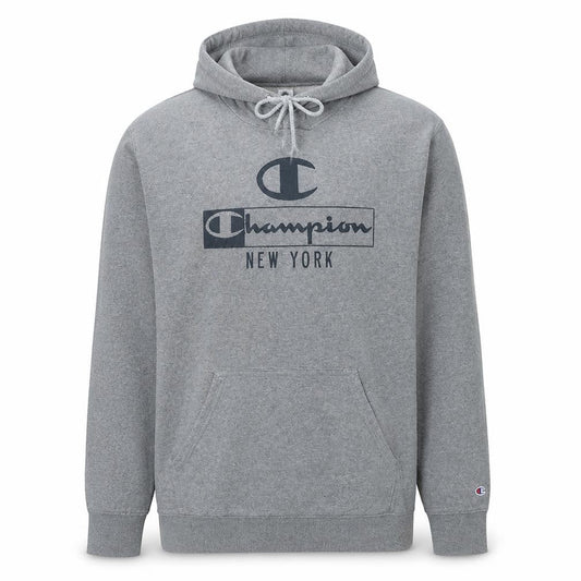 Champion Men's Grey 2XL Pullover Hoodie with Logo Print